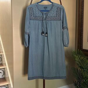 J Jill Denim Embroidered Dress Size L